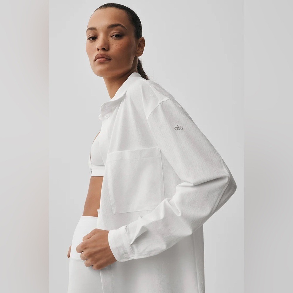 Alo Yoga Dreamscape Button Down Long Sleeve White M - Picture 4 of 10